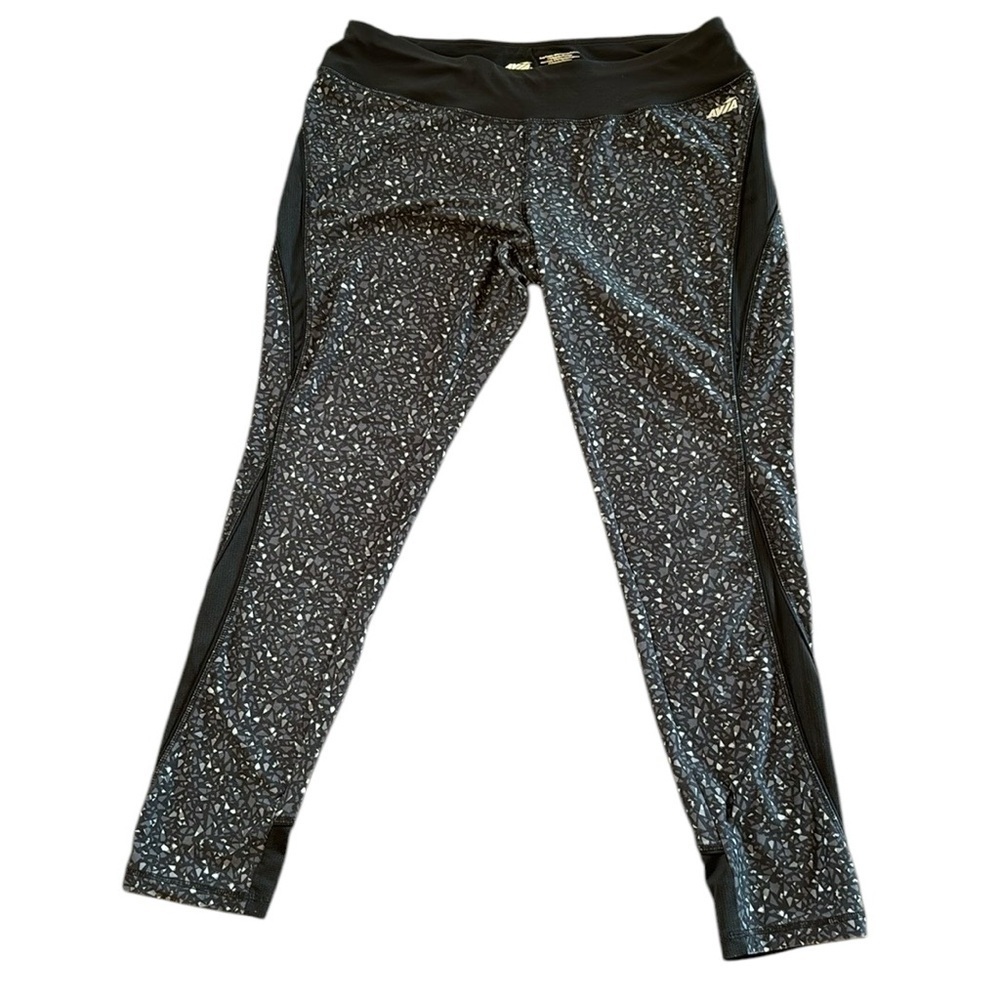 AVIA Activewear Gray Black Print Ankle Leggings Size L‎